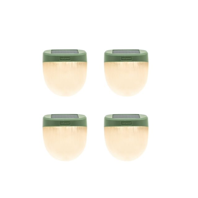Vego garden Rippled Solar Garden Lights with Auto Sensors Magnetize Securely to Rasied Beds, IPX4 Waterproof Outdoor LED Light for Patio & Yard Olive Green, 4 Pack