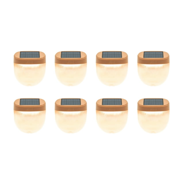 Vego garden Rippled Solar Garden Lights with Auto Sensors Magnetize Securely to Rasied Beds, IPX4 Waterproof Outdoor LED Light for Patio & Yard Terra Cotta 8 Pack