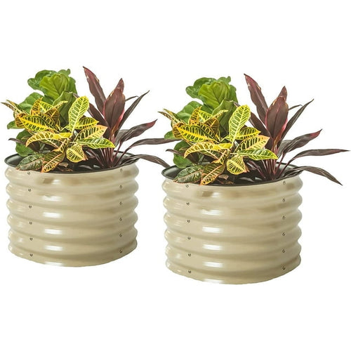 Vego Garden 2 x 2 ft Self-Watering Planter Raised Garden Bed Kits, Twin Pack-Pearl White