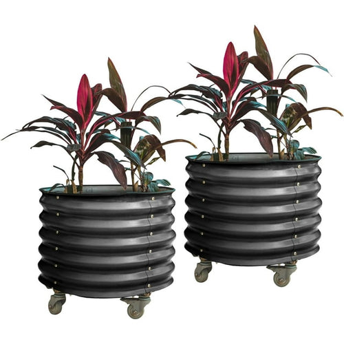 Vego Garden 2 x 2 ft Self-Watering Rolling Planter Raised Garden Bed Kits, Twin Pack-Modern Gray