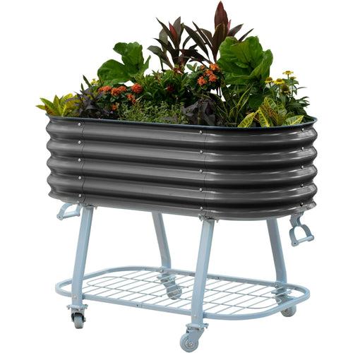 Vego Garden 2 x 4 ft Elevated Self-Watering Rolling Planter Raised Garden Bed Kits-Modern Gray