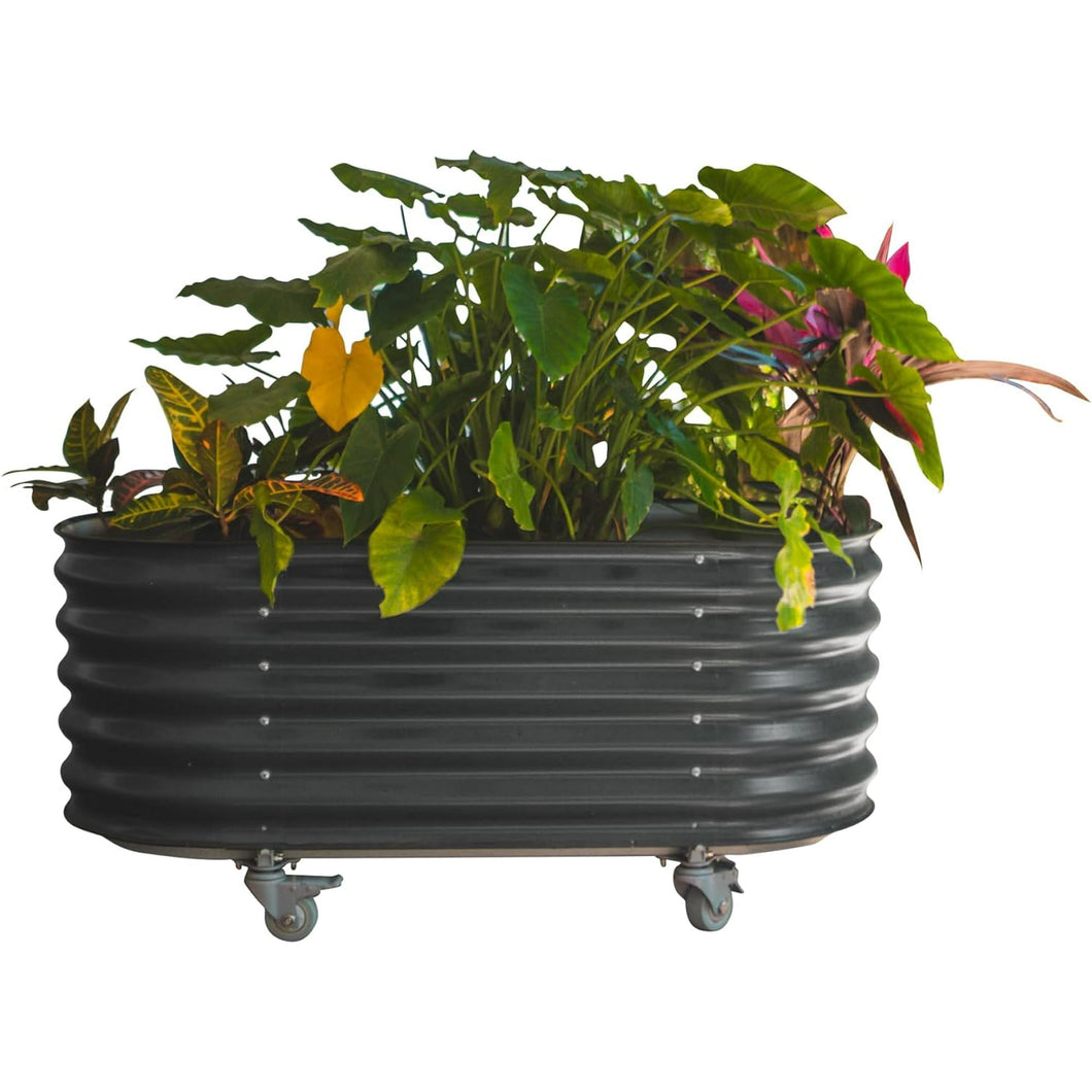 Vego Garden 2 x 4 ft Self-Watering Rolling Planter Raised Gardening Bed Kits-Modern Gray