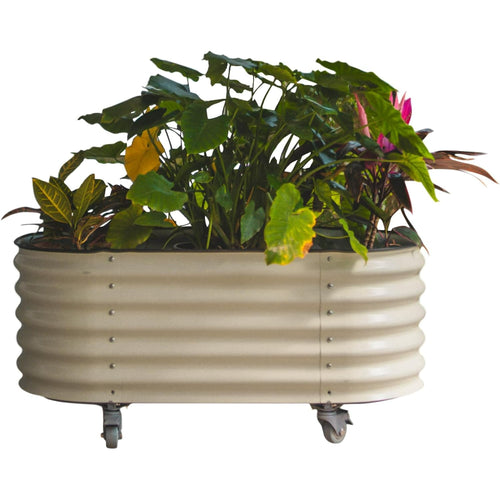 Vego Garden 2 x 4 ft Self-Watering Rolling Planter Raised Gardening Bed Kits-Pearl White