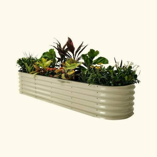 Vego Garden 2 x 6 ft Self-Watering Rolling Planter Raised Garden Bed Kits-Pearl White