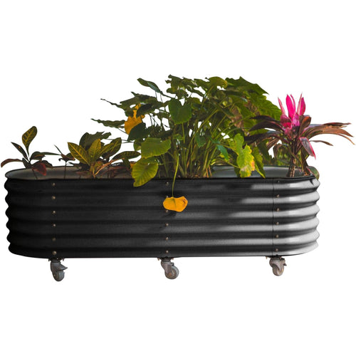 Vego Garden 2 x 6 ft Self-Watering Rolling Planter Raised Gardening Bed Kits-Modern Gray