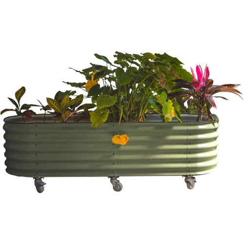 Vego Garden 2 x 6 ft Self-Watering Rolling Planter Raised Gardening Bed Kits-Olive Green