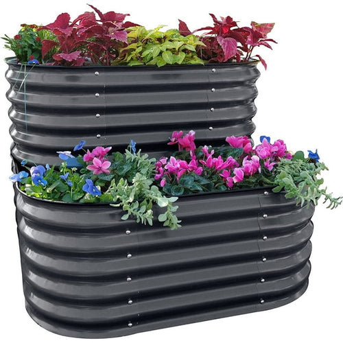 Vego Garden Cascading Metal Raised Gardening Bed Kit- Modern Gray