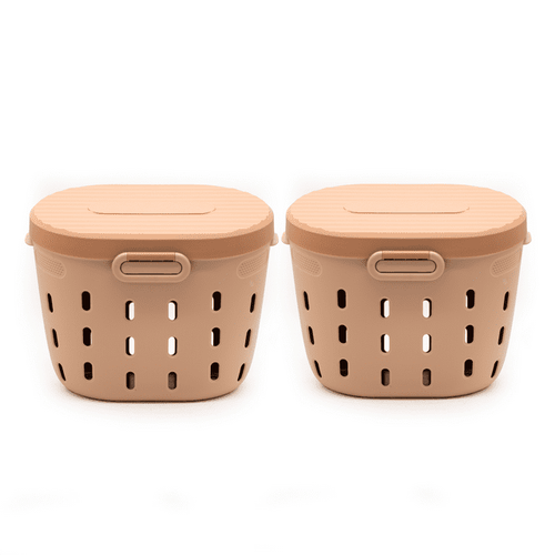 Vego Garden In-Ground Worm Composter Outdoor Farm Compost Bin 7 Gallons BPA-Free Composting System for Raised Garden Beds Tawny Brown, Twin Pack