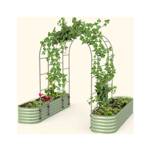 Vego Garden Modular Arched Trellis System Triple Section 6.0' Long Trellis for 2.0' x 8.0' (9 in 1) Garden Bed