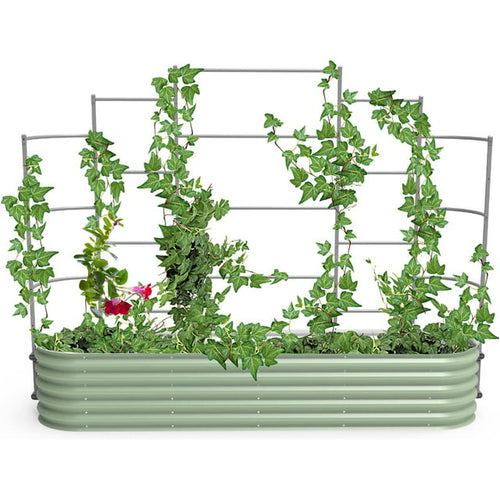 Vego Garden Modular Wall Trellis System, Five Section 8' Long for 2.0' x 8.0' (9 in 1) Garden Beds