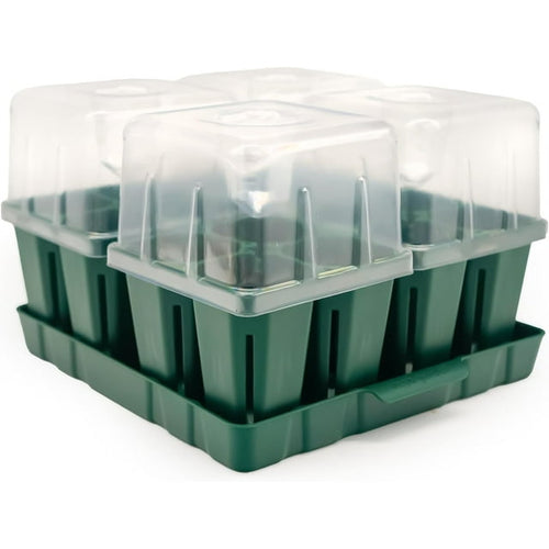 Vego Garden Seedling Suite Products, 4 Pack Jumbo Seedling Trays with Seedling Tray Lids and 10