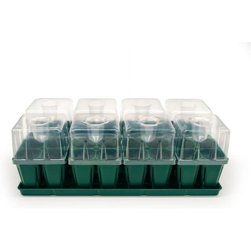 Vego Garden Seedling Suite Products, 8 Pack Jumbo Seedling Trays with Seedling Tray Lids and 10