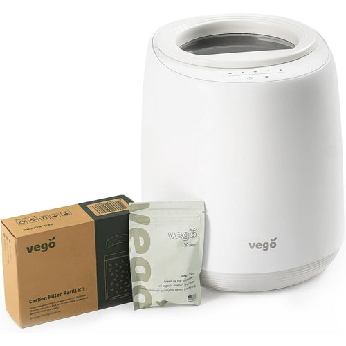 Vego Kitchen Composter, 4L Electric Composter for Kitchen 5 Modes Weight-Based Smart Compost Bin with App Odorless Auto-Cleaning Food Waste Compost Machine Indoor, White