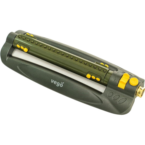 Vego Turbo Oscillating Sprinkler w/Metal Base and 20 Precision Nozzles, 3-Way Adjustable for Large Yard and Lawn Covers up to 4973 sq. ft.-Seaweed Green