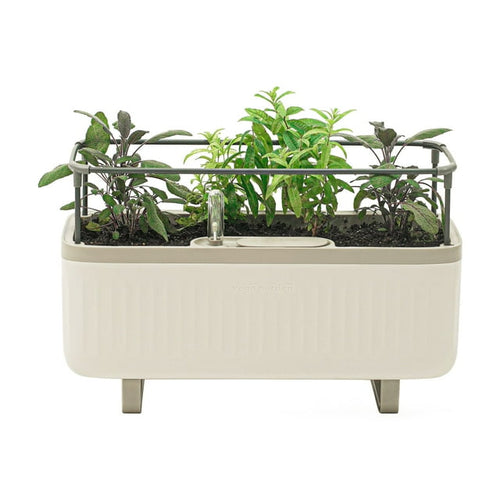 Vego garden Herb Planter Box with Trellis Self-Watering Rolling Raised Garden Bed for Climbing Vegetables Plants Cage - Cream White