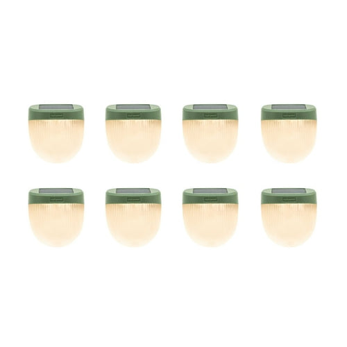 Vego garden Rippled Solar Garden Lights with Auto Sensors Magnetize Securely to Rasied Beds, IPX4 Waterproof Outdoor LED Light for Patio & Yard Olive Green, 8 Pack