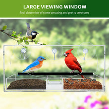Tekjoy Acrylic Window Bird Feeder Outside Squirrel Proof Bird House Feeders with Detachable Feeding Tray and Strong Suction Cups
